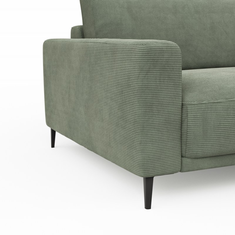 Ecksofa Solero - 1,5-Sitzer mit Longchair groß rechts, Stoff, Olivgrün