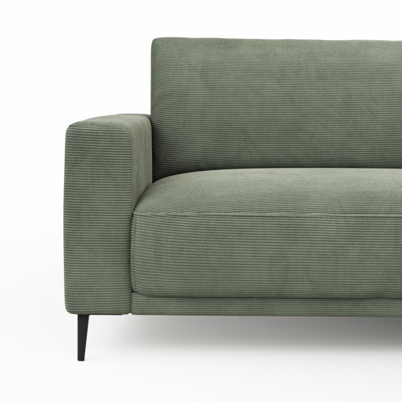 Ecksofa Solero - 1,5-Sitzer mit Longchair groß rechts, Stoff, Olivgrün