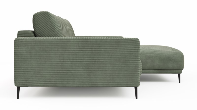 Ecksofa Solero - 1,5-Sitzer mit Longchair groß rechts, Stoff, Olivgrün