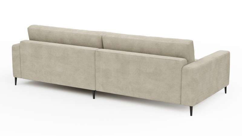 Ecksofa Solero - 1,5-Sitzer mit Longchair groß rechts, Stoff, Sand