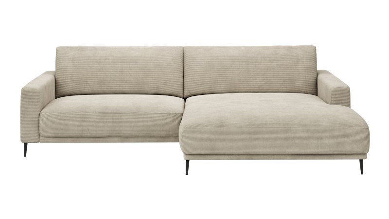 Ecksofa Solero - 1,5-Sitzer mit Longchair groß rechts, Stoff, Sand