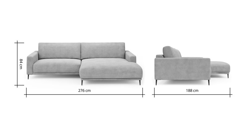 Ecksofa Solero - 1,5-Sitzer mit Longchair groß rechts, Stoff, Sand