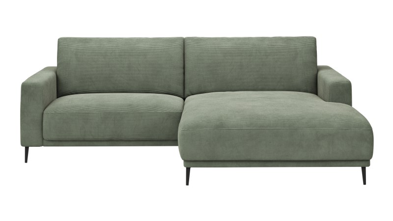 Ecksofa Solero - 1,5-Sitzer mit Longchair rechts, Stoff, Olivgrün