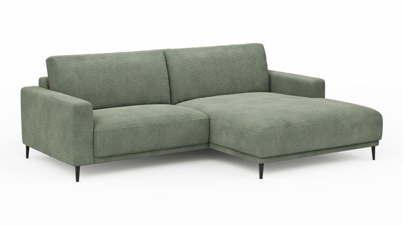 Ecksofa Solero - 1,5-Sitzer mit Longchair rechts, Stoff, Olivgrün