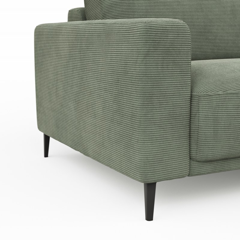 Ecksofa Solero - 1,5-Sitzer mit Longchair rechts, Stoff, Olivgrün