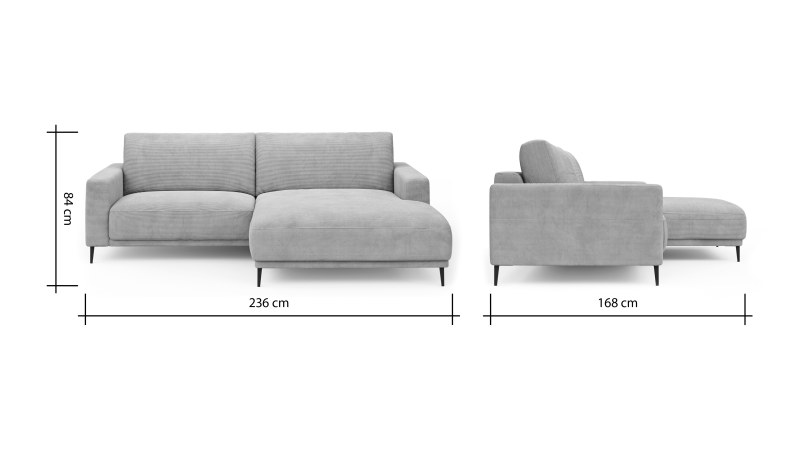 Ecksofa Solero - 1,5-Sitzer mit Longchair rechts, Stoff, Olivgrün
