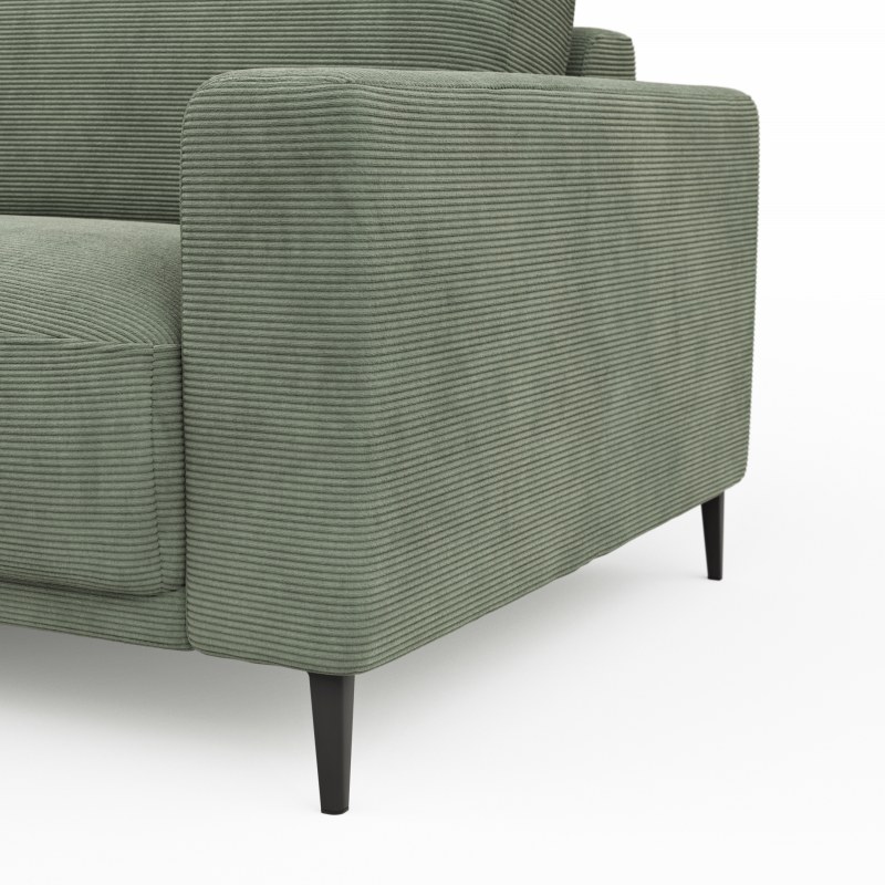 Ecksofa Solero - Longchair mit 1,5-Sitzer rechts, Stoff, Olivgrün