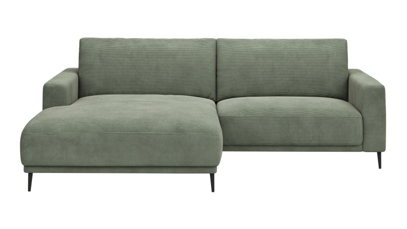 Ecksofa Solero - Longchair mit 1,5-Sitzer rechts, Stoff, Olivgrün