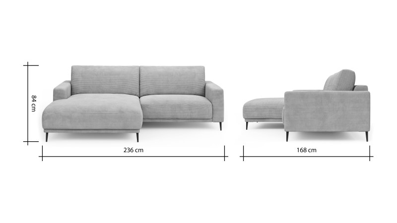 Ecksofa Solero - Longchair mit 1,5-Sitzer rechts, Stoff, Olivgrün