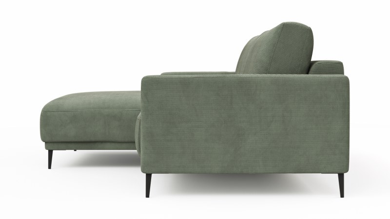 Ecksofa Solero - Longchair mit 1,5-Sitzer rechts, Stoff, Olivgrün
