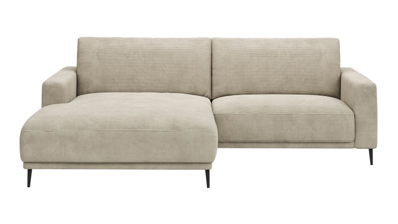 Ecksofa Solero - Longchair mit 1,5-Sitzer rechts, Stoff, Sand