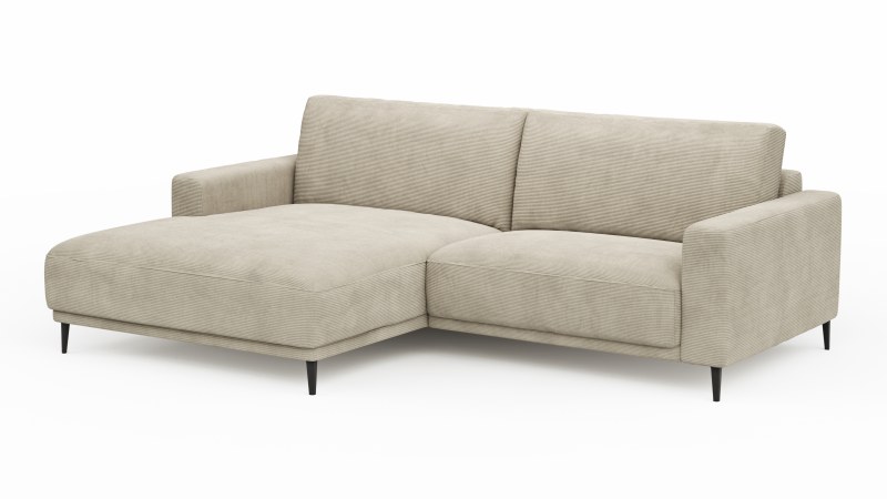 Ecksofa Solero - Longchair mit 1,5-Sitzer rechts, Stoff, Sand
