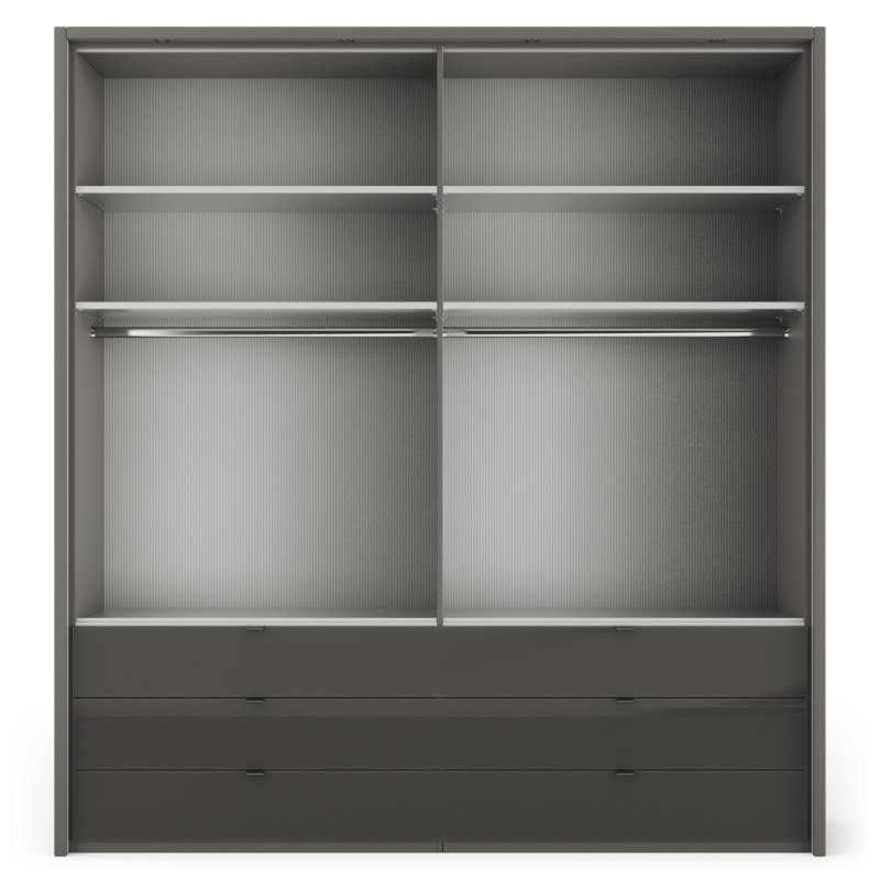 Drehtürenschrank Marbella - B. ca. 157cm, Korpus Melamin, Grau, Front Glas, Weiß