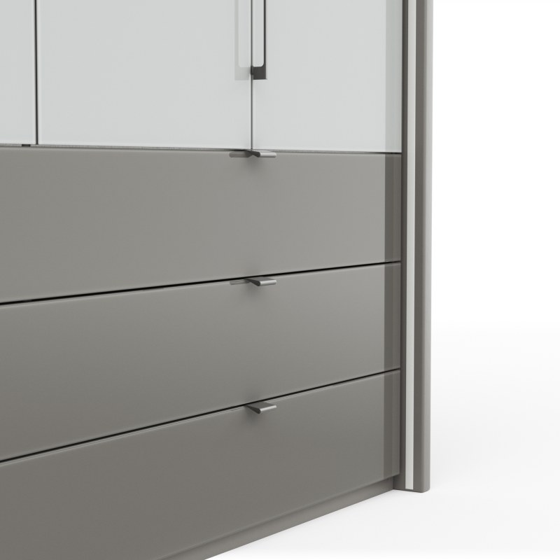 Drehtürenschrank Marbella - B. ca. 157cm, Korpus Melamin, Grau, Front Glas, Weiß