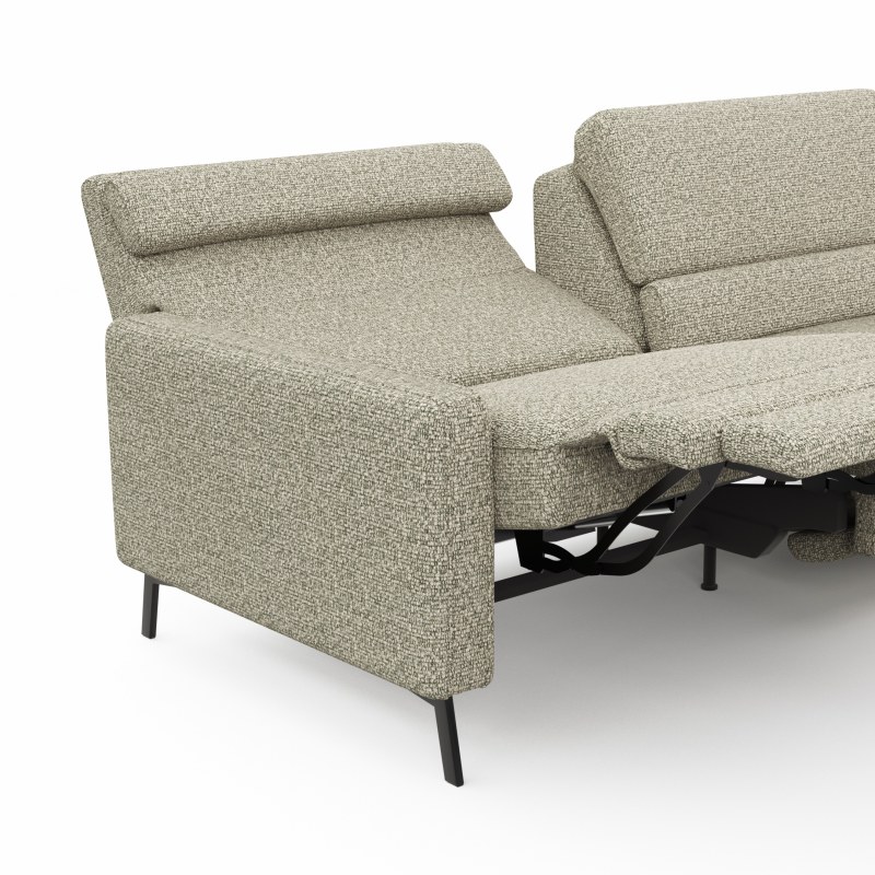 Ecksofa Valera - 3-Sitzer mit Ecke rechts inkl. Rückenlehne verstellbar und Relaxfunktion motorisch, Stoff, Limone