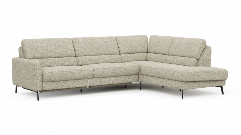 Ecksofa Valera - 3-Sitzer mit Ecke rechts inkl. Rückenlehne verstellbar und Relaxfunktion motorisch, Stoff, Limone