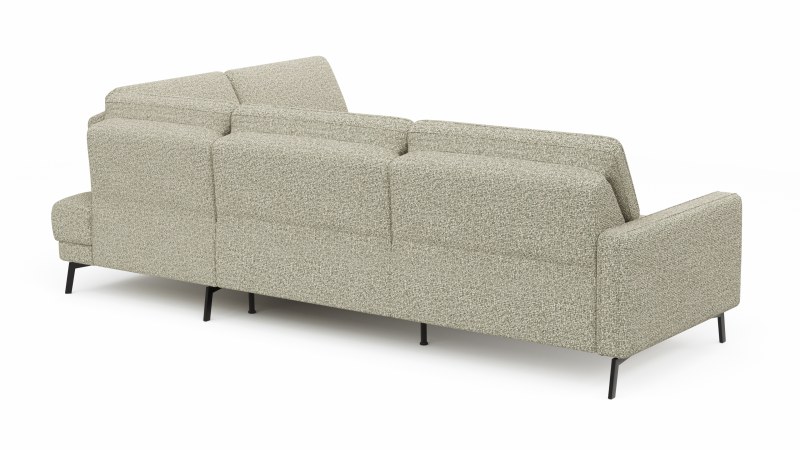 Ecksofa Valera - 3-Sitzer mit Ecke rechts inkl. Rückenlehne verstellbar, Stoff, Limone