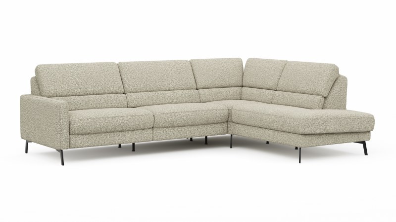 Ecksofa Valera - 3-Sitzer mit Ecke rechts inkl. Rückenlehne verstellbar, Stoff, Limone
