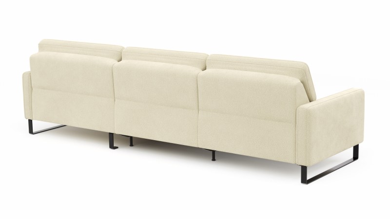 Ecksofa Valera - 3-Sitzer mit Longchair rechts inkl. Rückenlehne verstellbar und Relaxfunktion motorisch, Stoff, Natur