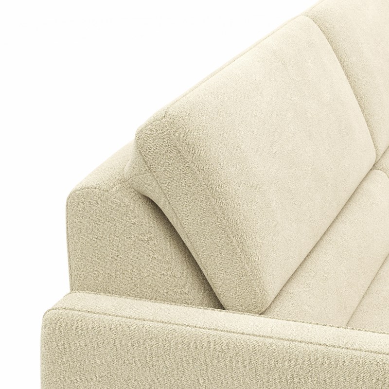 Ecksofa Valera - 3-Sitzer mit Longchair rechts inkl. Rückenlehne verstellbar, Stoff, Natur
