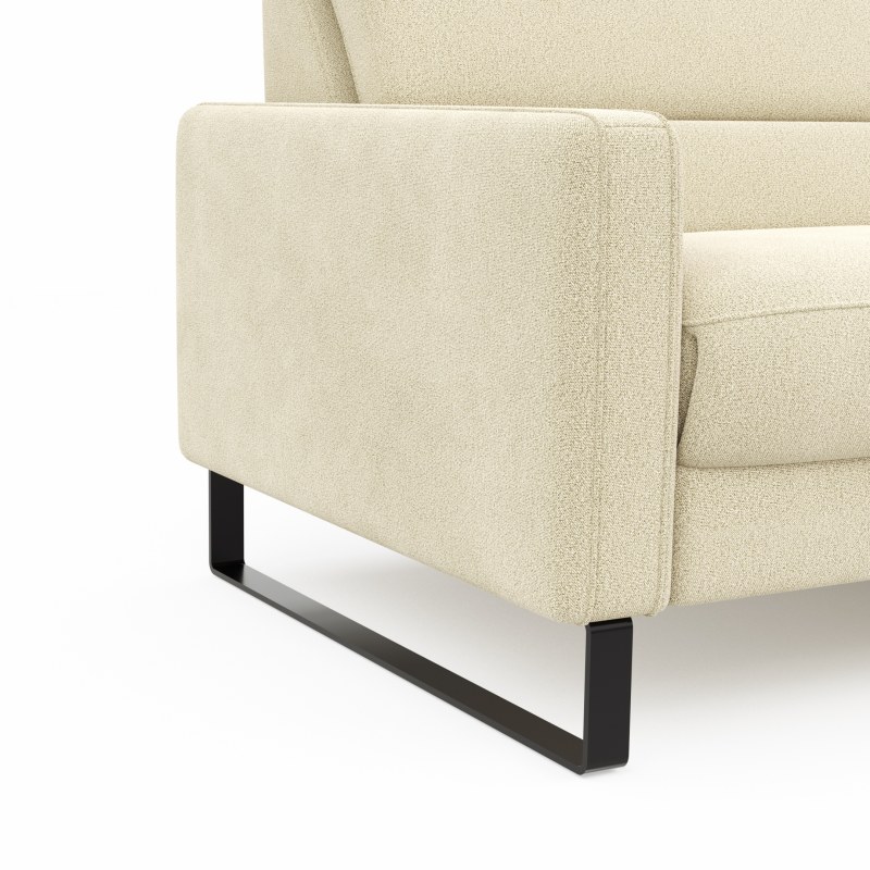 Ecksofa Valera - 3-Sitzer mit Longchair rechts inkl. Rückenlehne verstellbar, Stoff, Natur