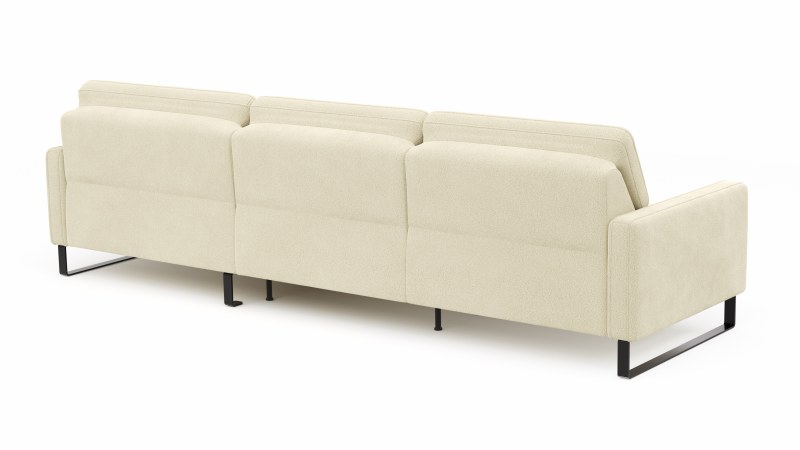 Ecksofa Valera - 3-Sitzer mit Longchair rechts inkl. Rückenlehne verstellbar, Stoff, Natur