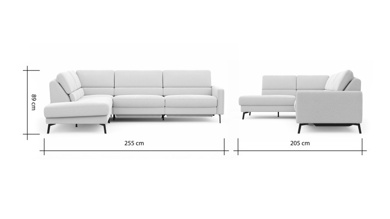 Ecksofa Valera - Ecke mit 3-Sitzer rechts inkl. Rückenlehne verstellbar und Relaxfunktion motorisch, Stoff, Natur