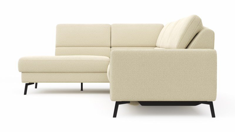 Ecksofa Valera - Ecke mit 3-Sitzer rechts inkl. Rückenlehne verstellbar und Relaxfunktion motorisch, Stoff, Natur
