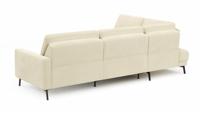 Ecksofa Valera - Ecke mit 3-Sitzer rechts inkl. Rückenlehne verstellbar und Relaxfunktion motorisch, Stoff, Natur