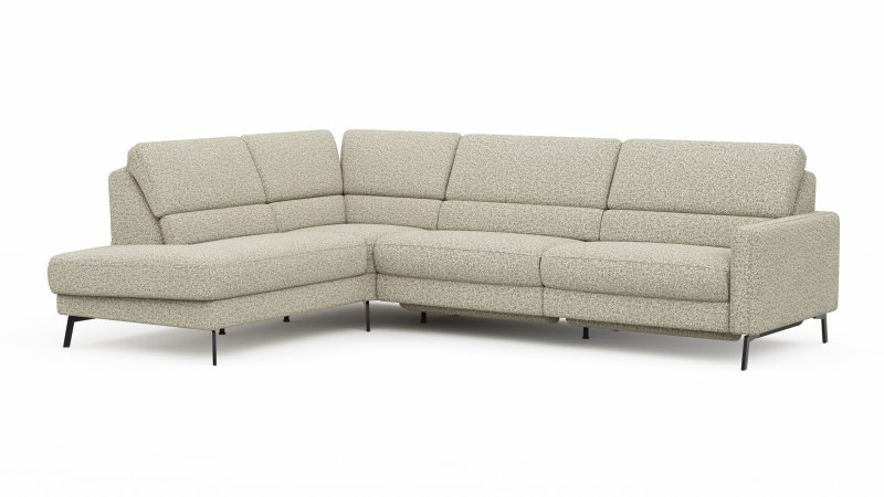 Ecksofa Valera - Ecke mit 3-Sitzer rechts inkl. Rückenlehne verstellbar und Relaxfunktion motorisch, Stoff, Limone