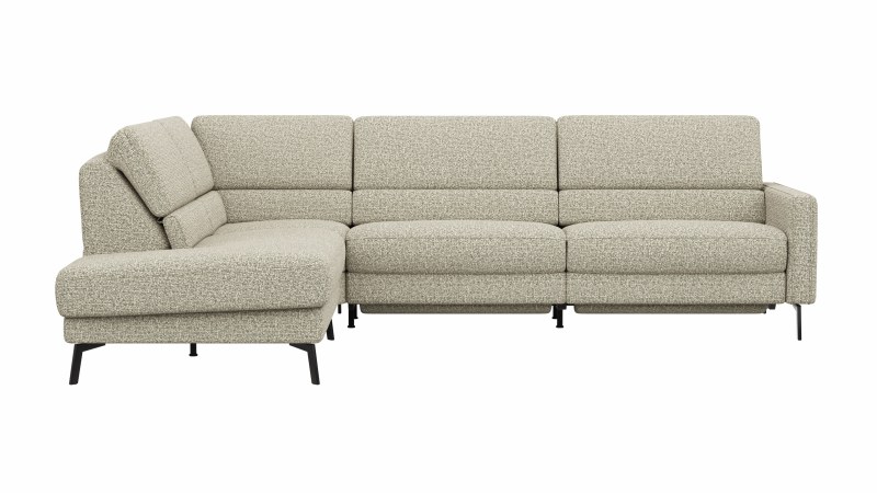 Ecksofa Valera - Ecke mit 3-Sitzer rechts inkl. Rückenlehne verstellbar und Relaxfunktion motorisch, Stoff, Limone