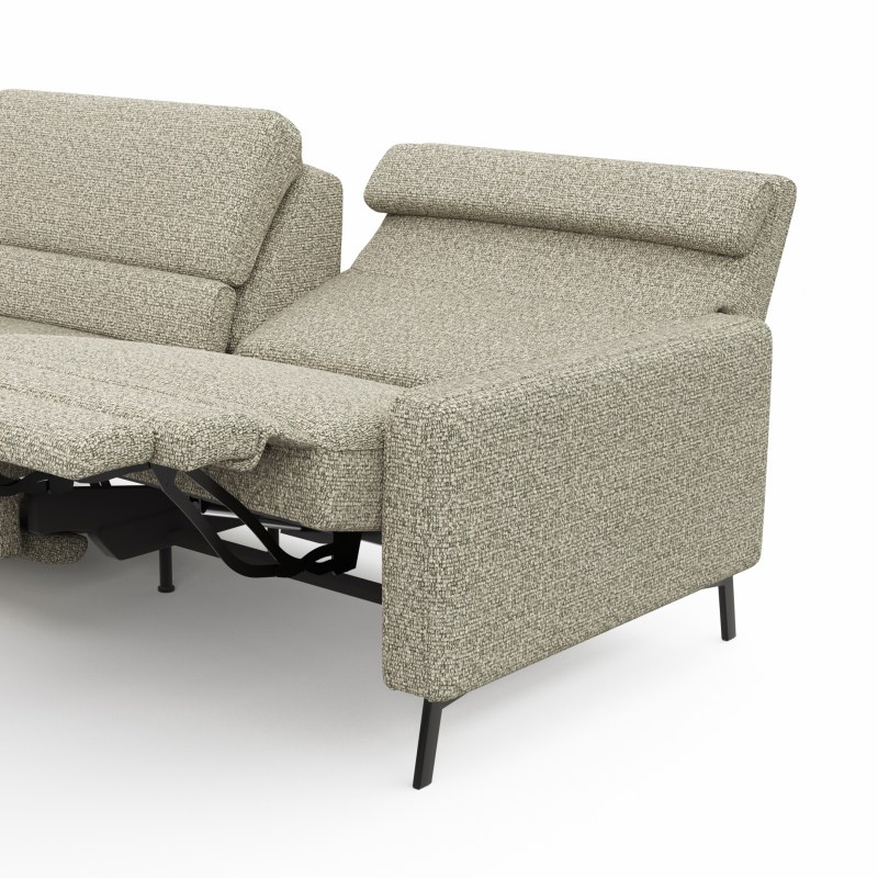 Ecksofa Valera - Ecke mit 3-Sitzer rechts inkl. Rückenlehne verstellbar und Relaxfunktion motorisch, Stoff, Limone