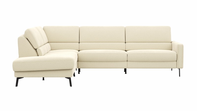 Ecksofa Valera - Ecke mit 3-Sitzer rechts inkl. Rückenlehne verstellbar, Stoff, Natur