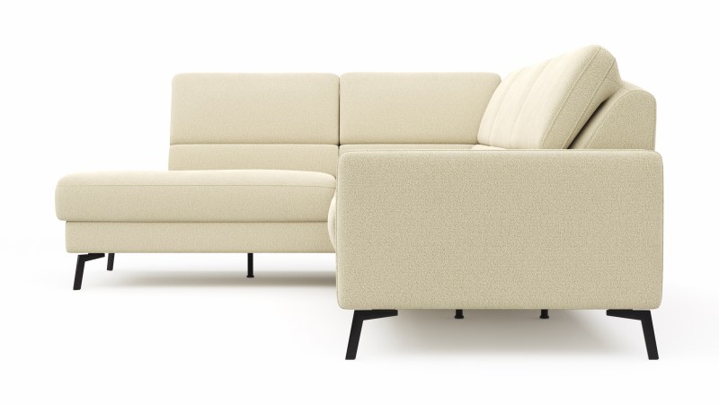 Ecksofa Valera - Ecke mit 3-Sitzer rechts inkl. Rückenlehne verstellbar, Stoff, Natur