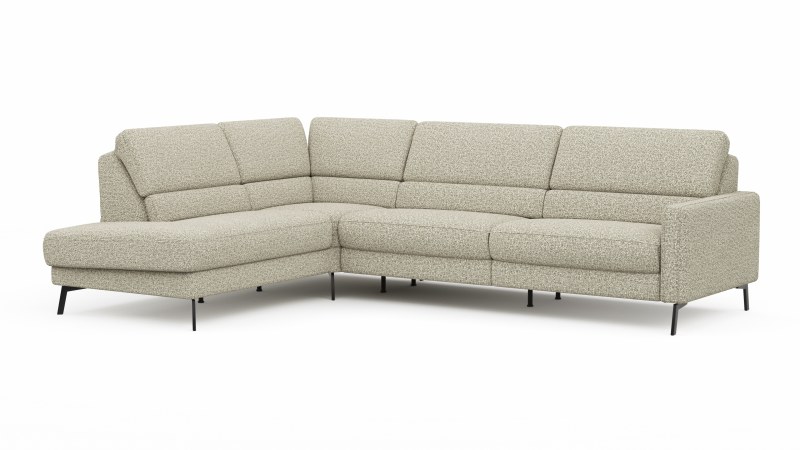 Ecksofa Valera - 3-Sitzer mit Ecke rechts inkl. Rückenlehne verstellbar, Stoff, Limone
