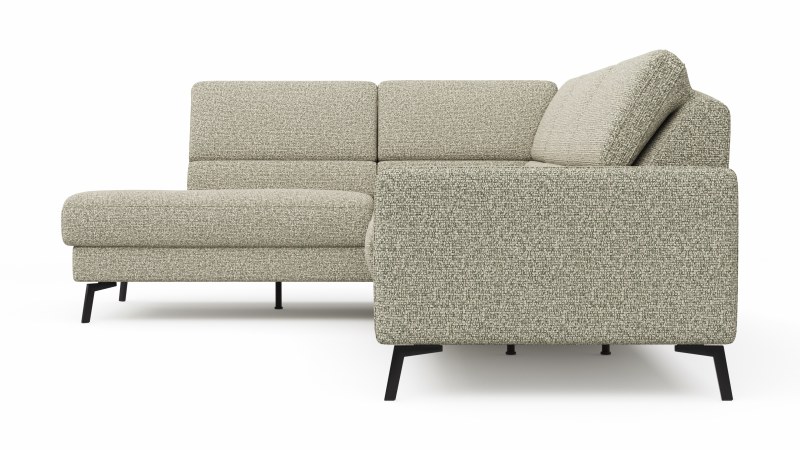 Ecksofa Valera - 3-Sitzer mit Ecke rechts inkl. Rückenlehne verstellbar, Stoff, Limone