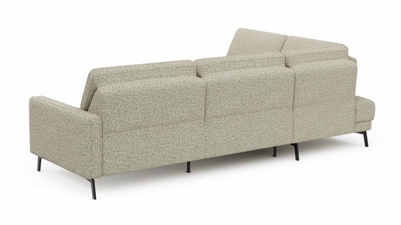 Ecksofa Valera - 3-Sitzer mit Ecke rechts inkl. Rückenlehne verstellbar, Stoff, Limone