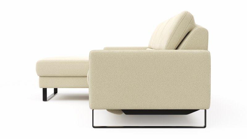 Ecksofa Valera - Longchair mit 3-Sitzer rechts inkl. Rückenlehne verstellbar und Relaxfunktion motorisch, Stoff, Natur