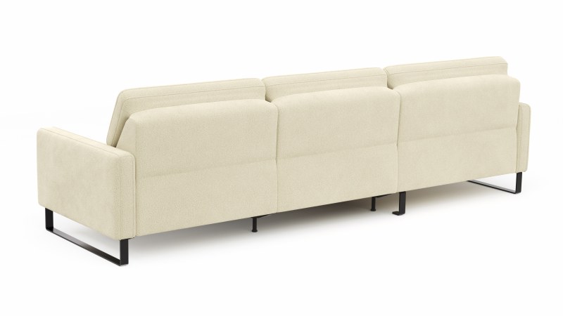 Ecksofa Valera - Longchair mit 3-Sitzer rechts inkl. Rückenlehne verstellbar und Relaxfunktion motorisch, Stoff, Natur