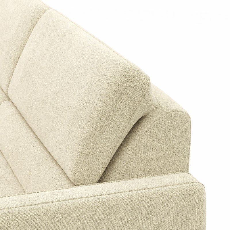 Ecksofa Valera - Longchair mit 3-Sitzer rechts inkl. Rückenlehne verstellbar und Relaxfunktion motorisch, Stoff, Natur