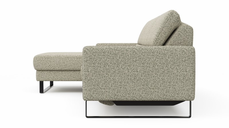 Ecksofa Valera - Longchair mit 3-Sitzer rechts inkl. Rückenlehne verstellbar und Relaxfunktion motorisch, Stoff, Limone