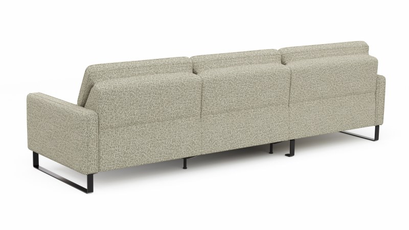 Ecksofa Valera - Longchair mit 3-Sitzer rechts inkl. Rückenlehne verstellbar und Relaxfunktion motorisch, Stoff, Limone