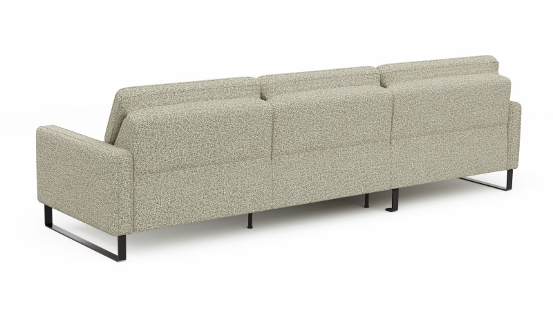 Ecksofa Valera - Longchair mit 3-Sitzer rechts inkl. Rückenlehne verstellbar, Stoff, Limone