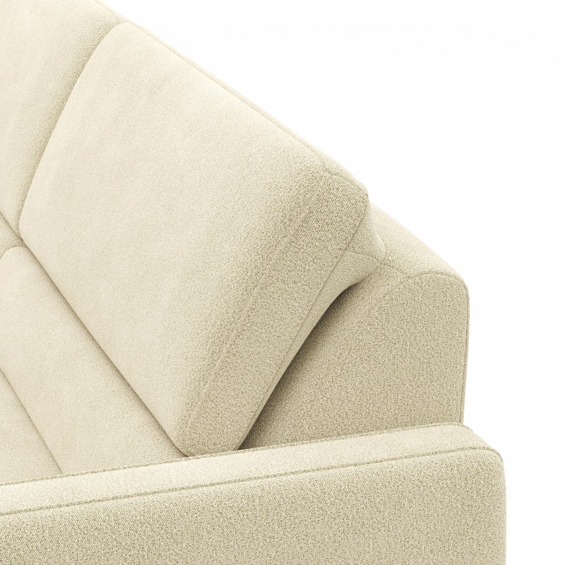 Ecksofa Valera - Longchair mit 3-Sitzer rechts inkl. Rückenlehne verstellbar, Stoff, Natur