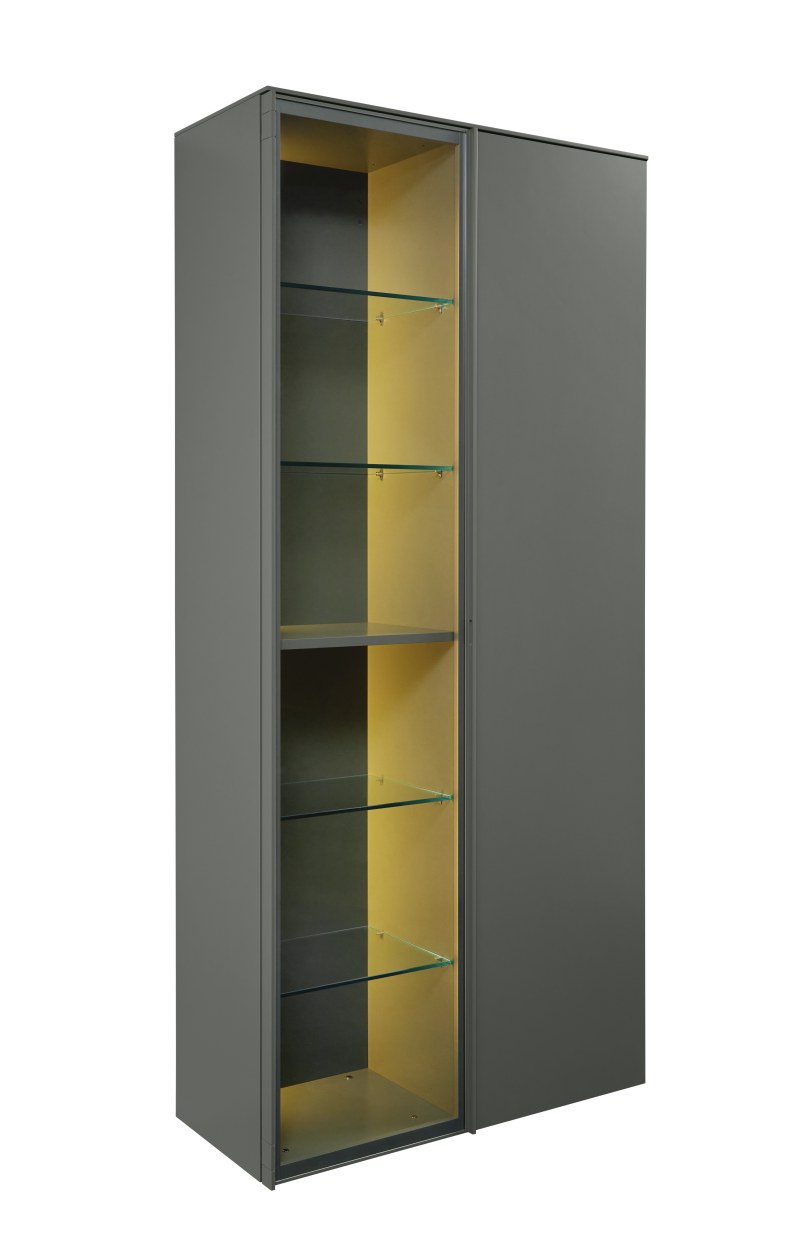 Vitrine Satola - inkl. Beleuchtung, Lack matt, Olive
