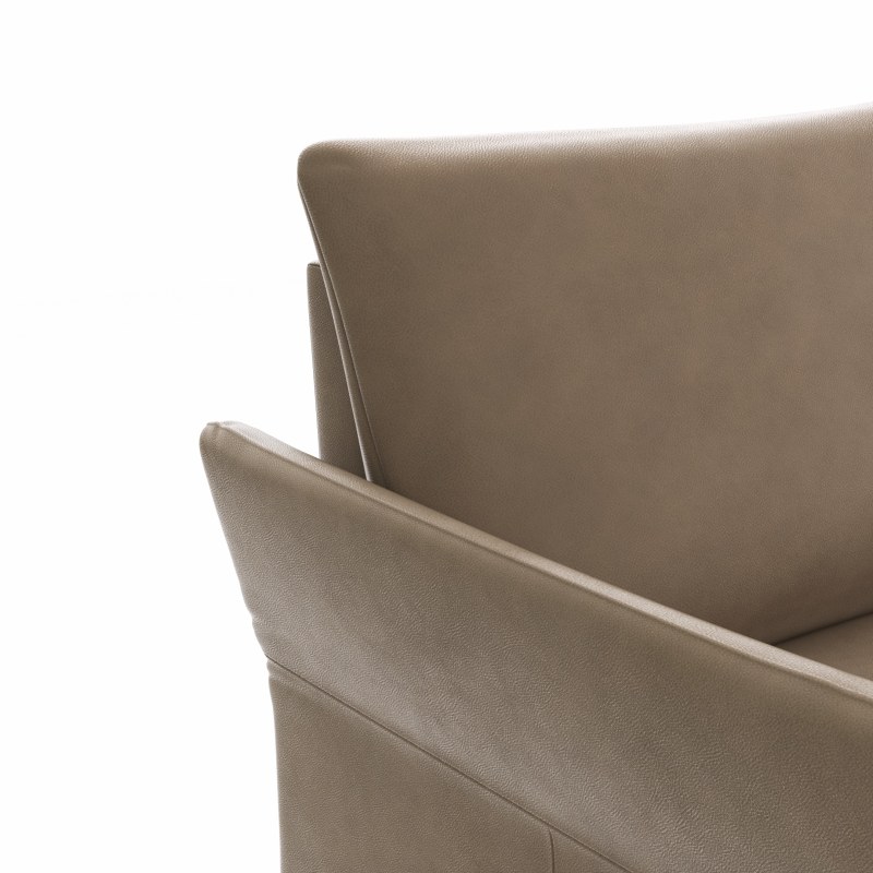 Ecksofa Rosario - 2-Sitzer mit Ecke rechts, Leder, Rauchbraun