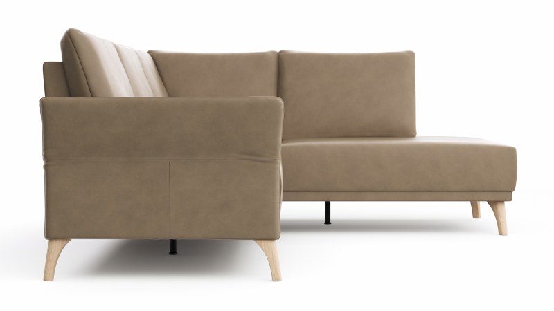 Ecksofa Rosario - 2-Sitzer mit Ecke rechts, Leder, Rauchbraun