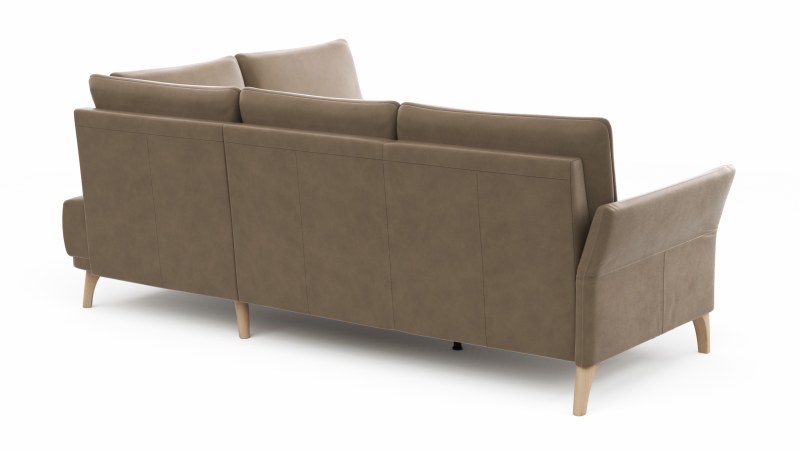 Ecksofa Rosario - 2-Sitzer mit Ecke rechts, Leder, Rauchbraun