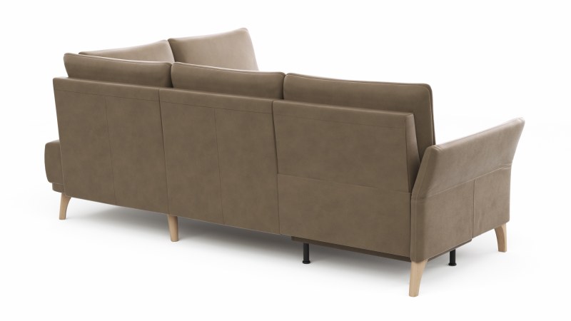 Ecksofa Rosario - 2-Sitzer mit Ecke rechts inkl. Relaxfunktion (motorisch), Sitzvorzug und Armlehne klappbar, Leder, Rauchbraun