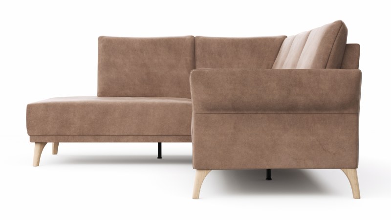 Ecksofa Rosario - Ecke mit 2-Sitzer rechts, Stoff, Cognac